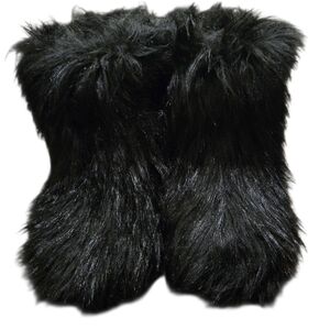 Women's Black Fur Ankle Boots
